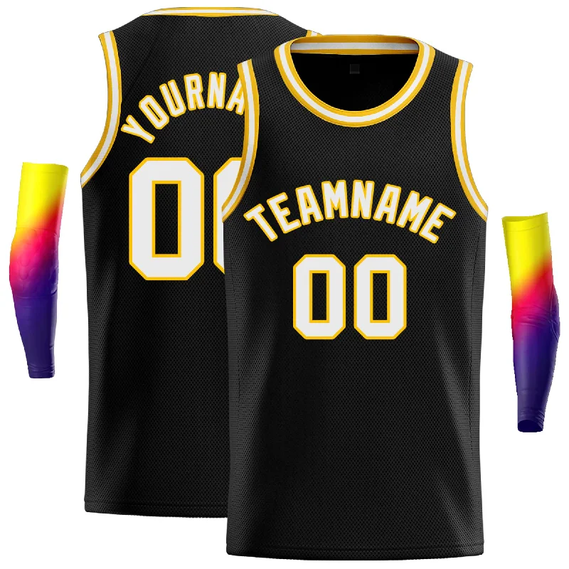 Basketball jerseys modern-court -Custom Black White-Yellow Classic Tops Casual Basketball Jersey