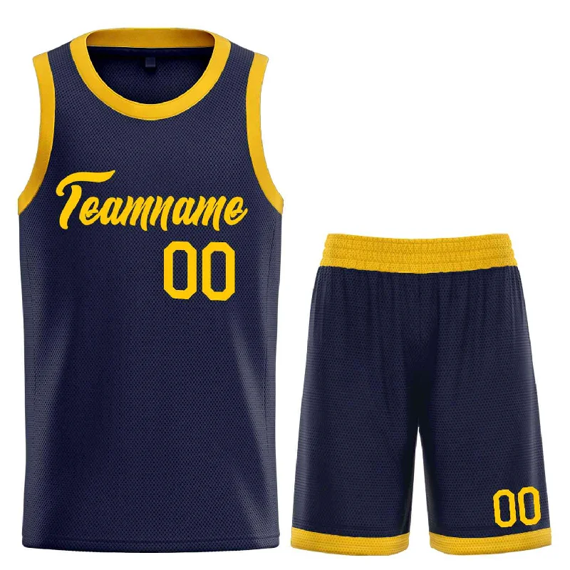 Basketball jerseys special-edition -Custom Navy Yellow Heal Sports Uniform Classic Sets Basketball Jersey