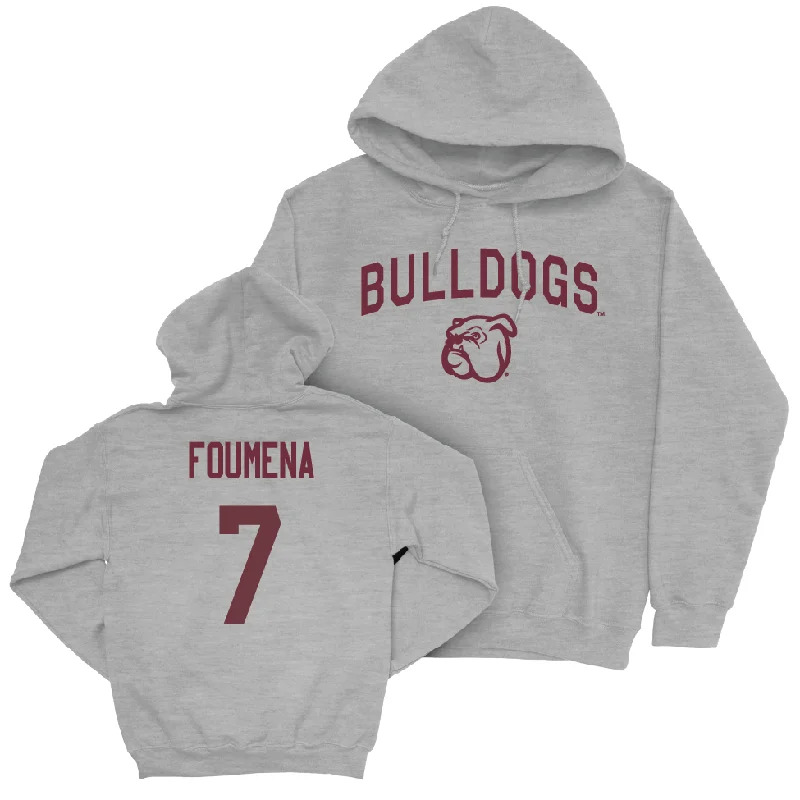 Men's basketball hoodie name embroidery -Sport Grey Men's Basketball Bulldogs Hoodie  - Jeremy Foumena