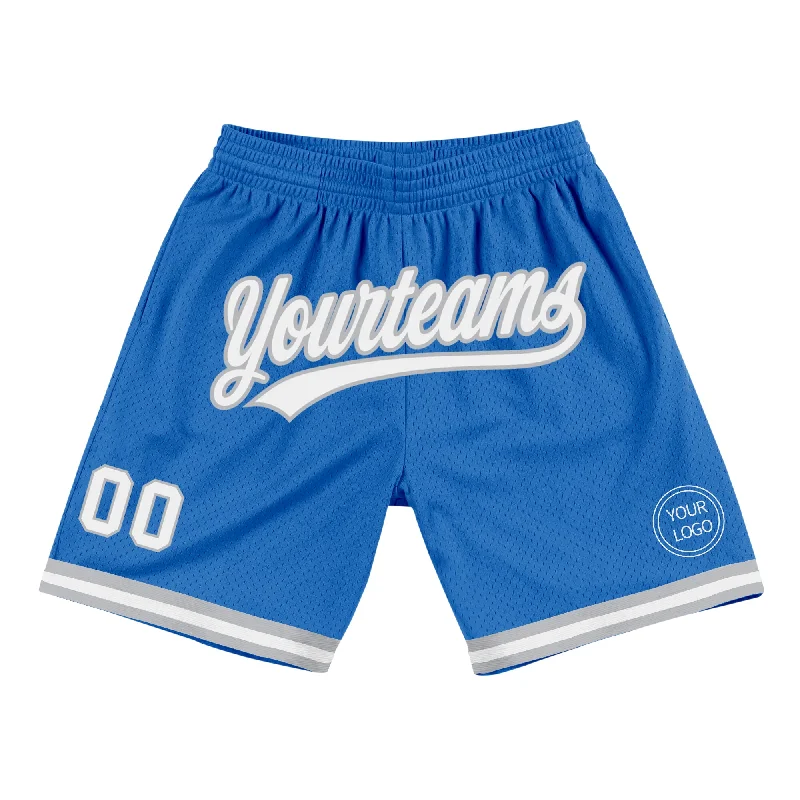 Men's basketball shorts quality shorts -Custom Blue White-Gray Authentic Throwback Basketball Shorts