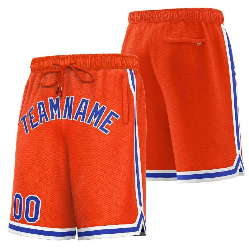 Men's basketball shorts funky prints -Custom Orange Royal-White Sport Basketball Shorts