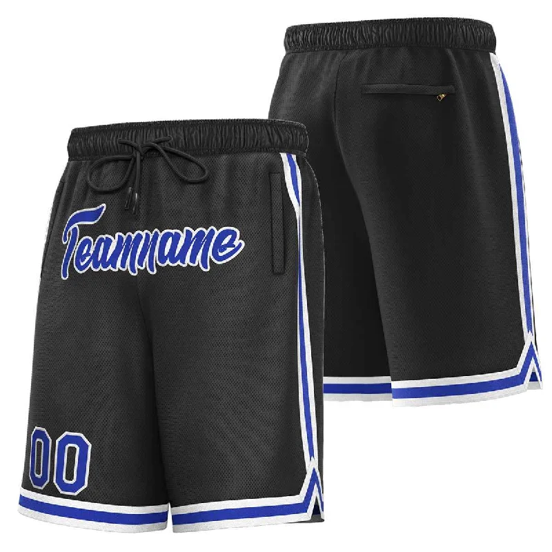 Men's basketball shorts athletic kit -Custom Black Royal-White Sport Basketball Shorts