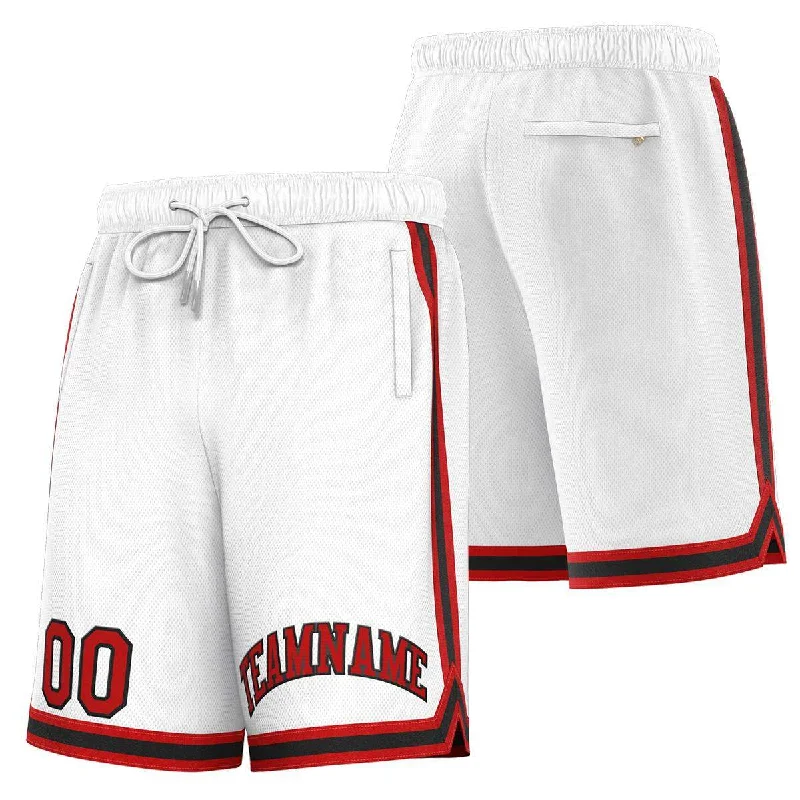 Men's basketball shorts team outfit -Custom White Red-Black Sport Basketball Shorts