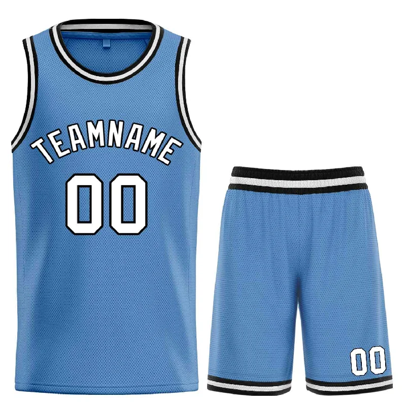 Basketball jerseys lightweight-fit -Custom Light Blue White-Black Bull Classic Sets Basketball Jersey