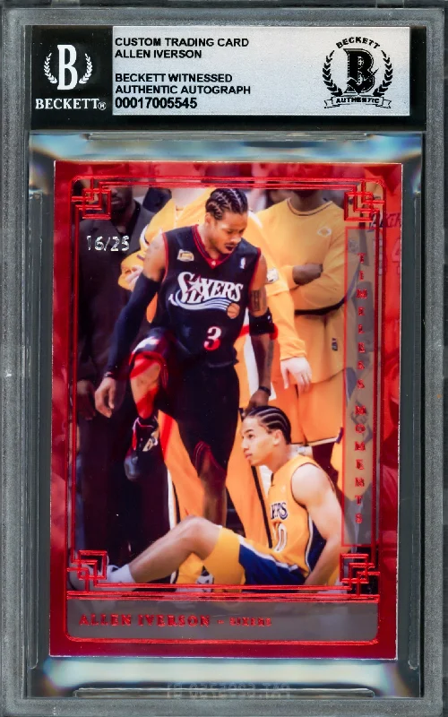 Basketball cards modern-rarity -Allen Iverson Autographed Timeless Moments Card #TML-AI Card Philadelphia 76ers #/25 Beckett BAS Witness