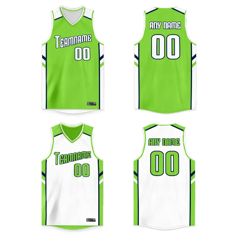 Basketball jerseys indoor -Custom White Green Double Side Tops Basketball Jersey