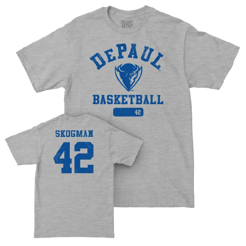 Men's basketball T-shirts blend -DePaul Men's Basketball Sport Grey Varsity Tee - David Skogman | #42