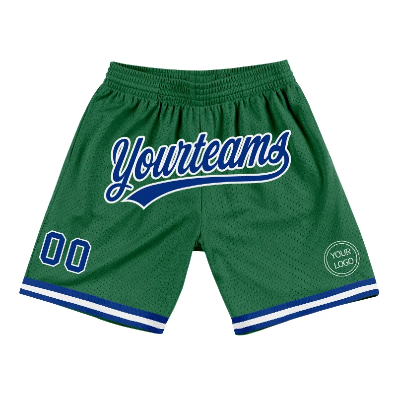 Men's basketball shorts cost-effective buy -Custom Kelly Green Royal-White Authentic Throwback Basketball Shorts