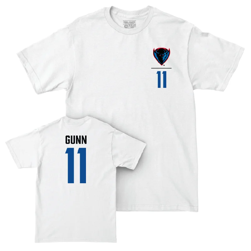 Men's basketball T-shirts retro-style -DePaul Men's Basketball White Logo Comfort Colors Tee - CJ Gunn | #11