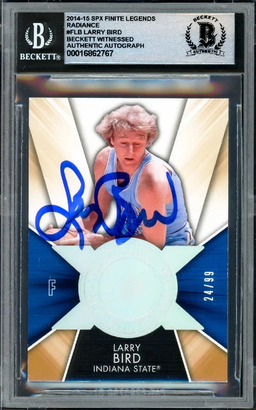 Basketball cards rookie-classic -Larry Bird Autographed 2014-15 SPX Finite Legends Radiance Card #FLB Boston Celtics Auto Grade Gem Mint 10 #24/99 Beckett BAS Witness #16862767