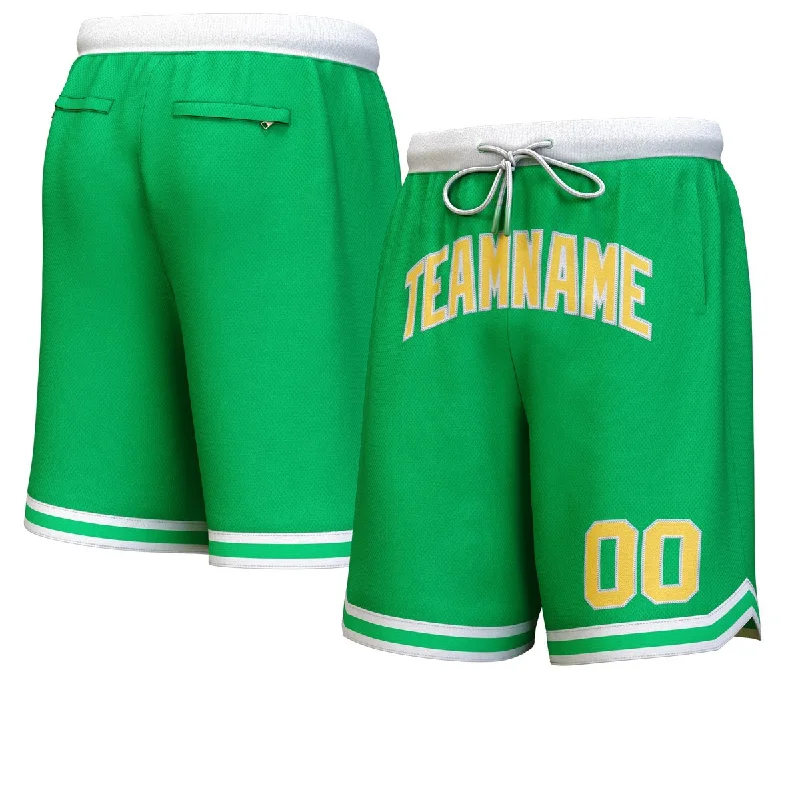 Men's basketball shorts squad special -Custom Green Yellow-White Personalized Basketball Shorts