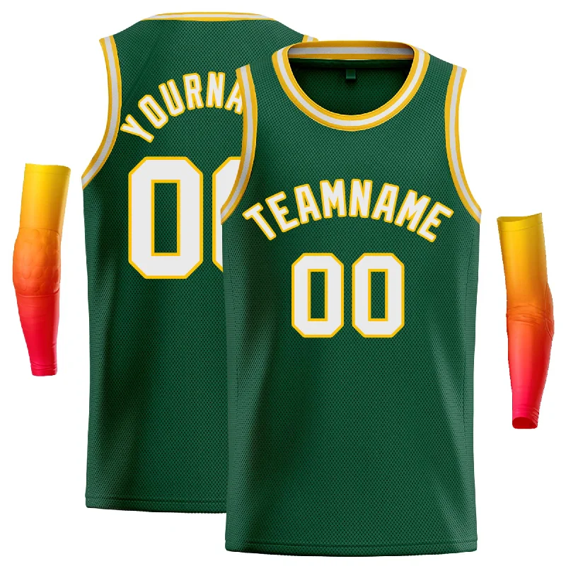 Basketball jerseys pro-play -Custom Green White-Yellow Classic Tops Casual Basketball Jersey