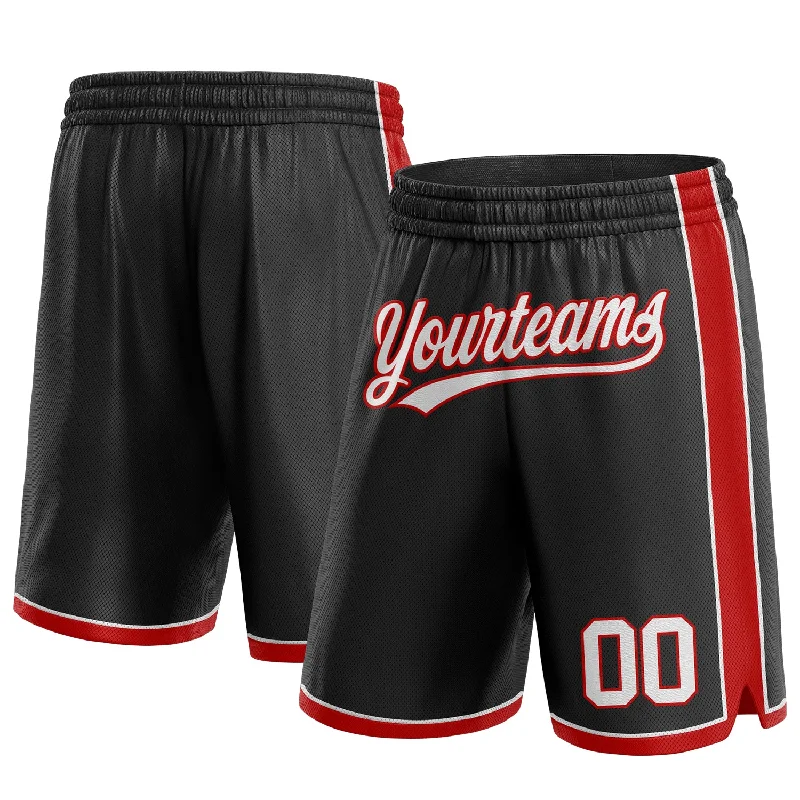 Men's basketball shorts performance set -Custom Black White-Red Authentic Basketball Shorts