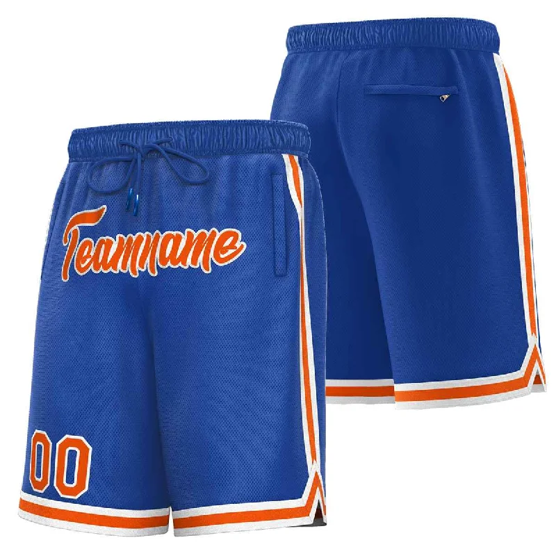 Men's basketball shorts team shorts -Custom Royal Orange-White Sport Basketball Shorts