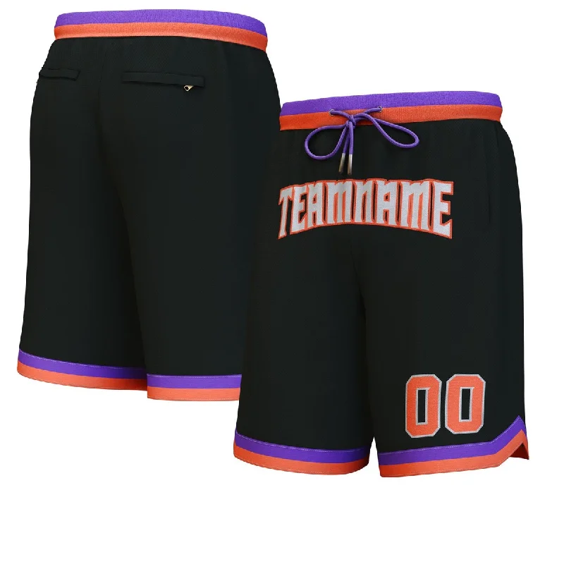 Basketball socks vintage-performance -Custom Black Gray-Orange Personalized Basketball Shorts