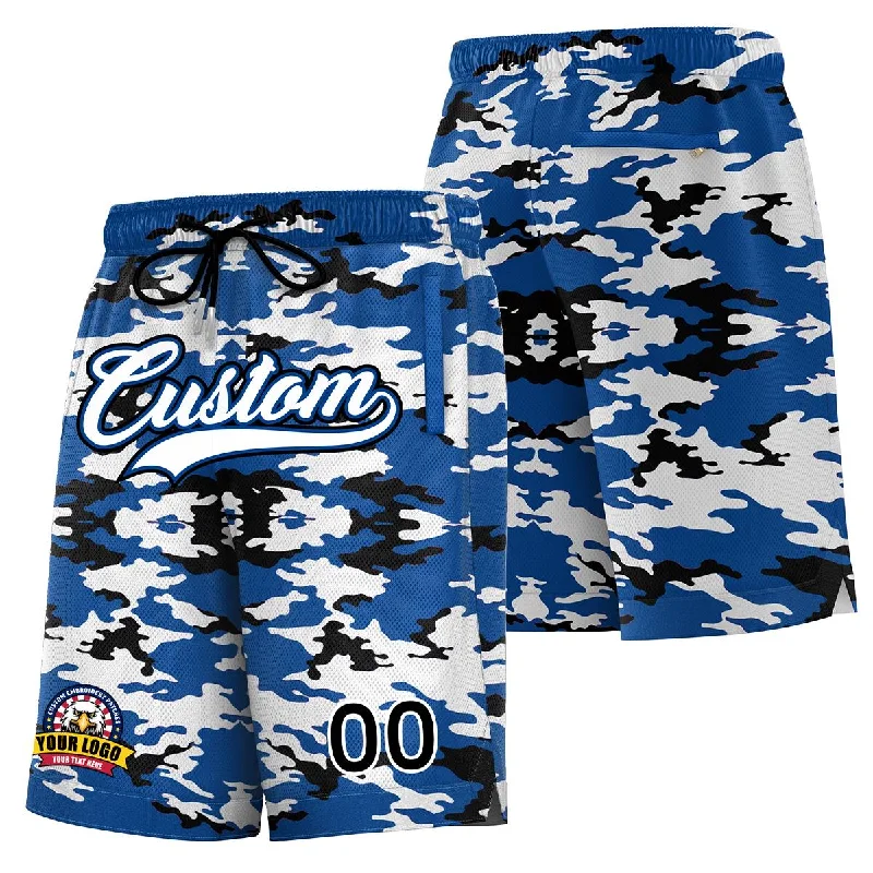 Basketball socks pro-vintage -Custom Royal White Royal Camo Basketball Shorts