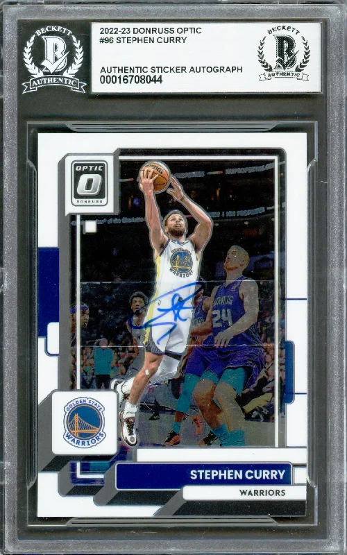 Basketball cards UV-rarity -Stephen Curry Autographed 2022-23 Donruss Optic Card #96 Golden State Warriors Beckett BAS #16708044