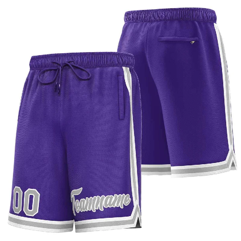 Men's basketball shorts custom shorts -Custom Purple Gray Sport Basketball Shorts