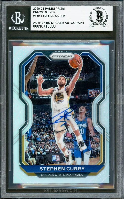 Basketball cards unnumbered-hit -Stephen Curry Autographed 2020-21 Panini Prizm Silver Card #159 Golden State Warriors Beckett BAS #16713800