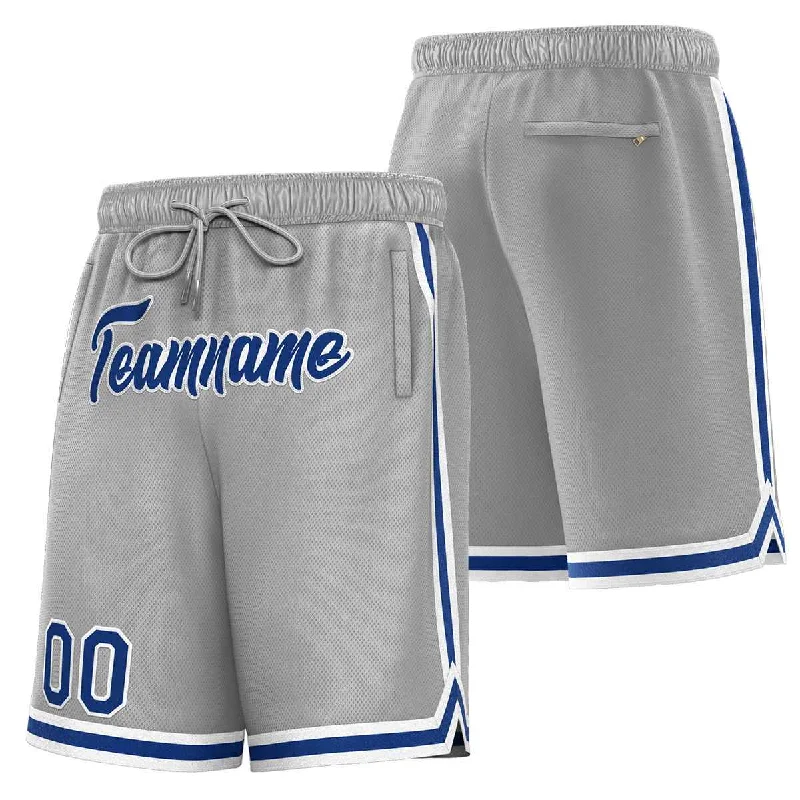 Men's basketball shorts high-energy pair -Custom Gray Royal-White Sport Basketball Shorts