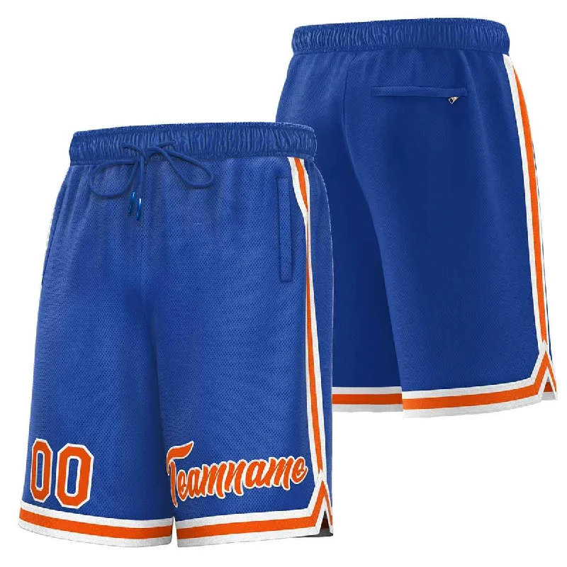 Men's basketball shorts mass purchase -Custom Royal Orange-White Sport Basketball Shorts