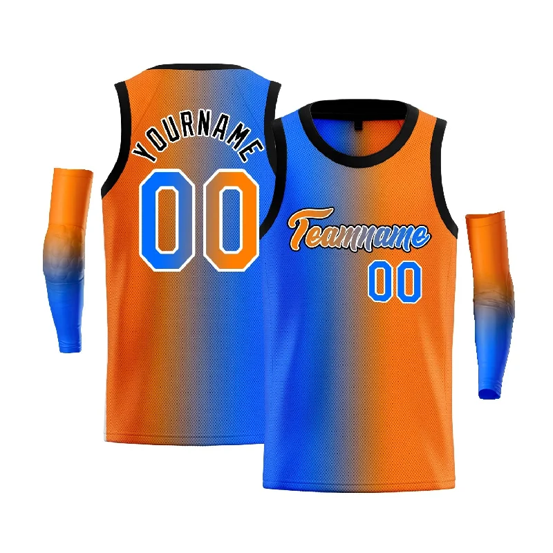 Basketball jerseys breathable-game -Custom Blue Orange-White Gradient Fashion Tops Basketball Jersey