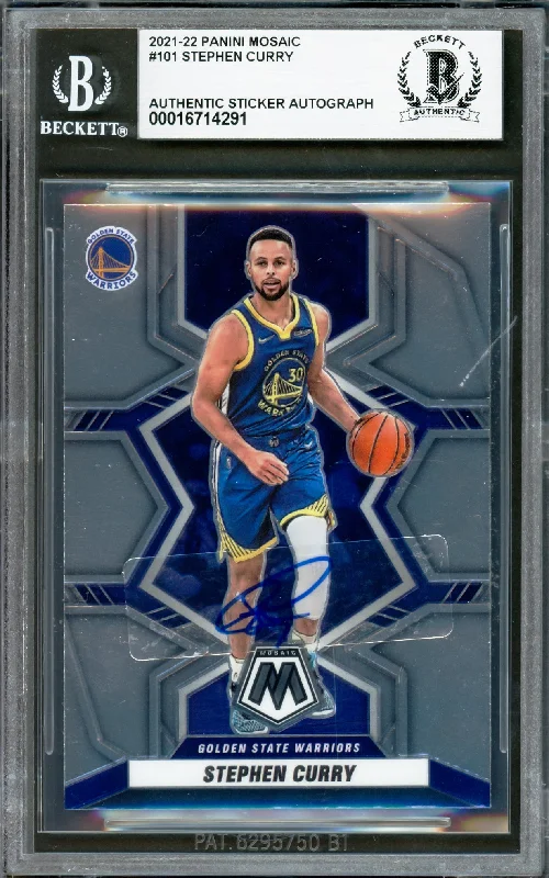 Basketball cards post-game-rarity -Stephen Curry Autographed 2021-22 Panini Mosaic Card #101 Golden State Warriors Beckett BAS #16714291