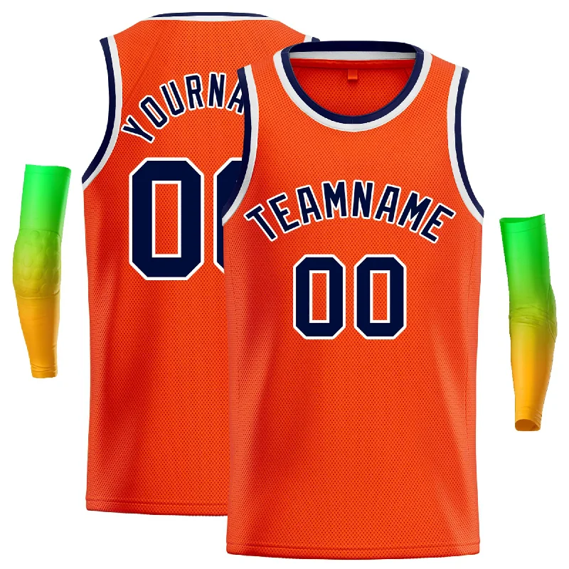 Basketball jerseys durable-fit -Custom Orange Navy-White Classic Tops Casual Basketball Jersey