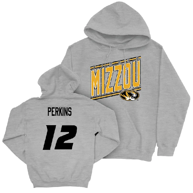 Men's basketball hoodie practice staple -Sport Grey Men's Basketball Vintage Hoodie  - Tony Perkins