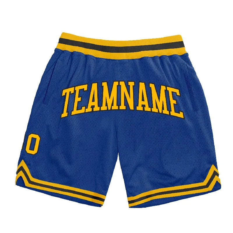 Men's basketball shorts team gear -Custom Royal Gold-Black Authentic Throwback Basketball Shorts