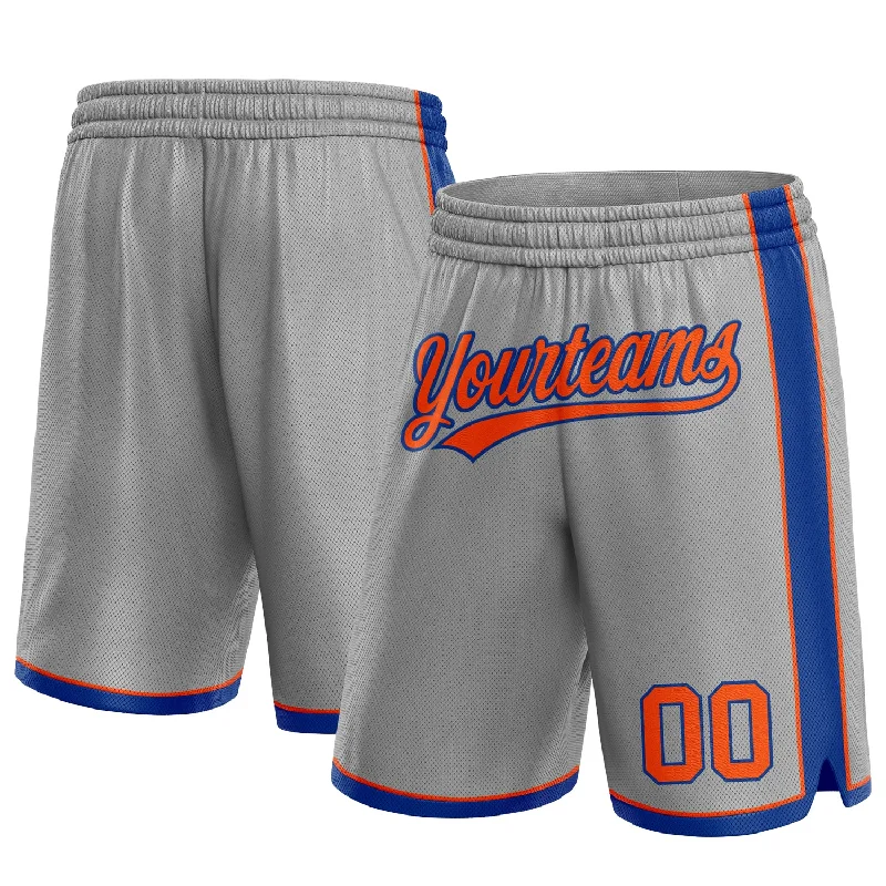 Men's basketball shorts squad deal -Custom Gray Orange-Royal Authentic Basketball Shorts