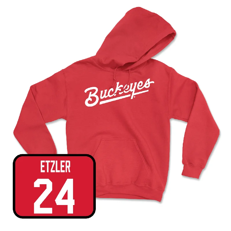 Men's basketball hoodie crew kit -Red Men's Basketball Script Hoodie - Kalen Etzler