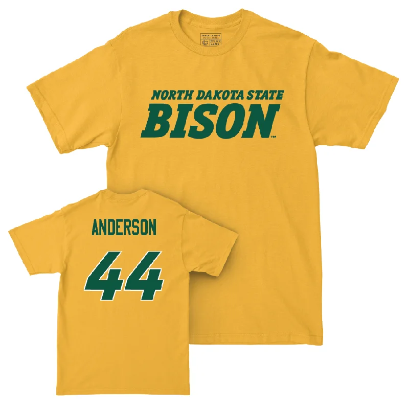 Men's basketball T-shirts stylish-comfort -Gold Men's Basketball Bison Tee - Treyson Anderson