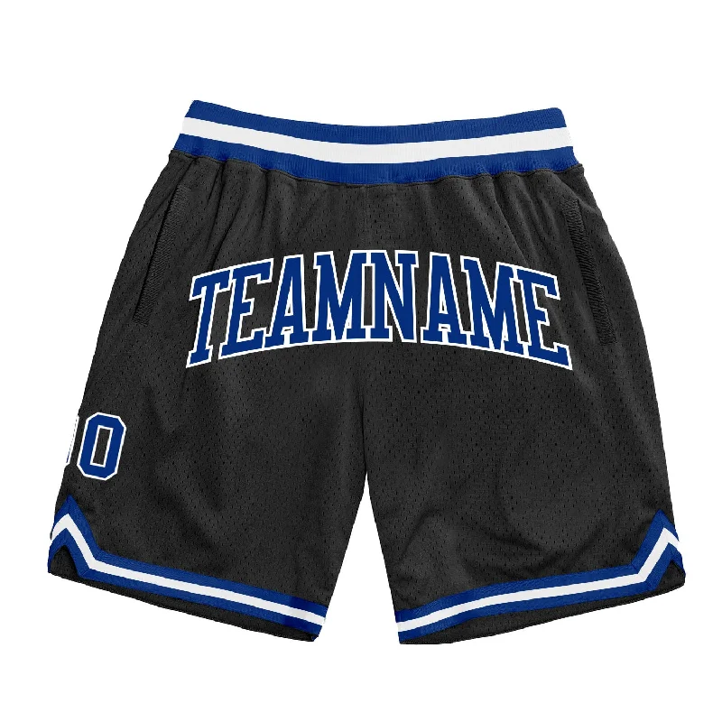 Men's basketball shorts unique pair -Custom Black Royal-White Authentic Throwback Basketball Shorts