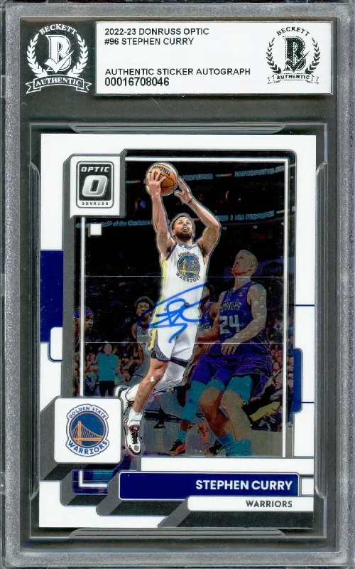 Basketball cards thick-rarity -Stephen Curry Autographed 2022-23 Donruss Optic Card #96 Golden State Warriors Beckett BAS #16708046