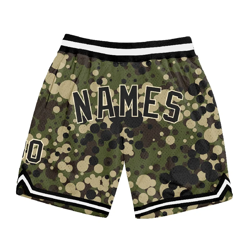 Men's basketball shorts budget set -Custom Camo Black-Cream Authentic Salute To Service Basketball Shorts