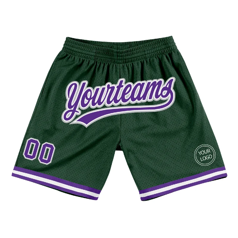 Men's basketball shorts performance bundle -Custom Hunter Green Purple-Gray Authentic Throwback Basketball Shorts