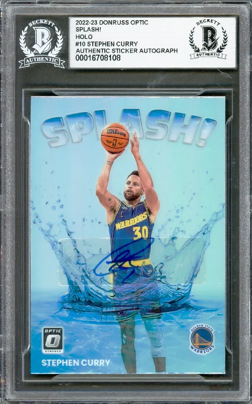 Basketball cards near-mint-rarity -Stephen Curry Autographed 2022-23 Donruss Optic Splash Prizm Card #10 Golden State Warriors Beckett BAS #16708108