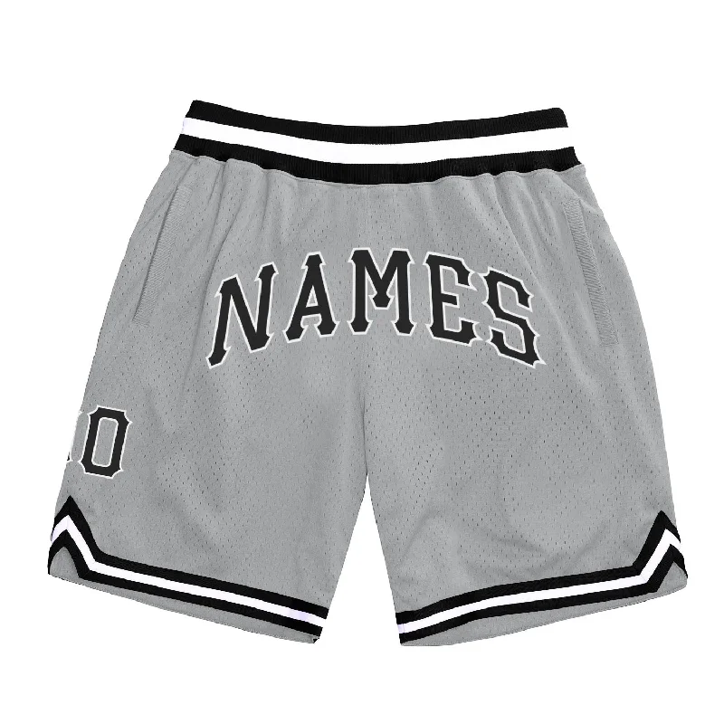 Men's basketball shorts stylish bundle -Custom Gray Black-White Authentic Throwback Basketball Shorts