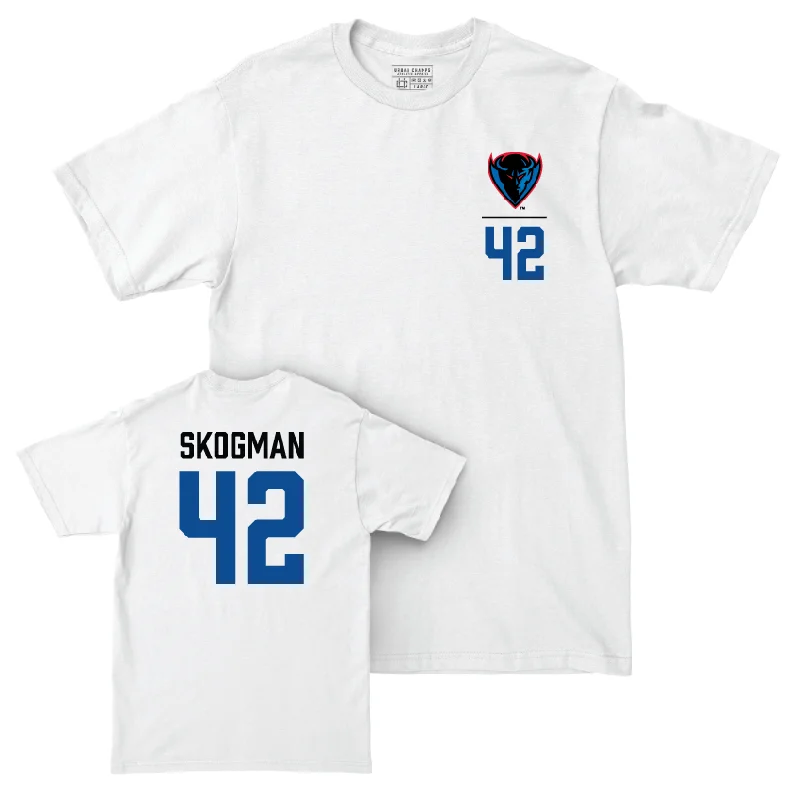 Men's basketball T-shirts lightweight-performance -DePaul Men's Basketball White Logo Comfort Colors Tee - David Skogman | #42