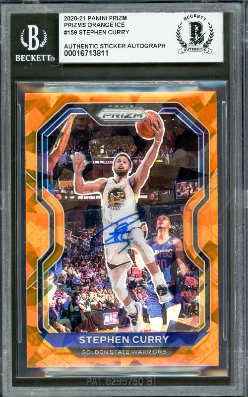 Basketball cards pack-exclusive -Stephen Curry Autographed 2020-21 Panini Prizm Orange Ice Card #159 Golden State Warriors Beckett BAS #16713811