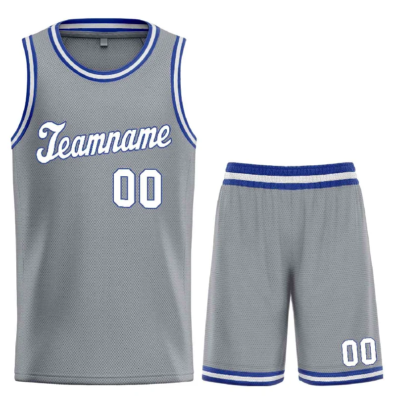 Basketball jerseys breathable-fit -Custom Dark Gray White-Royal Classic Sets Sports Uniform Basketball Jersey