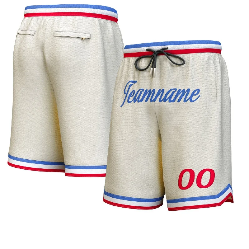 Men's basketball shorts affordable offer -Custom Cream Royal Personalized Basketball Shorts