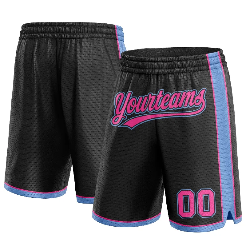 Men's basketball shorts budget deal -Custom Black Pink-Light Blue Authentic Basketball Shorts