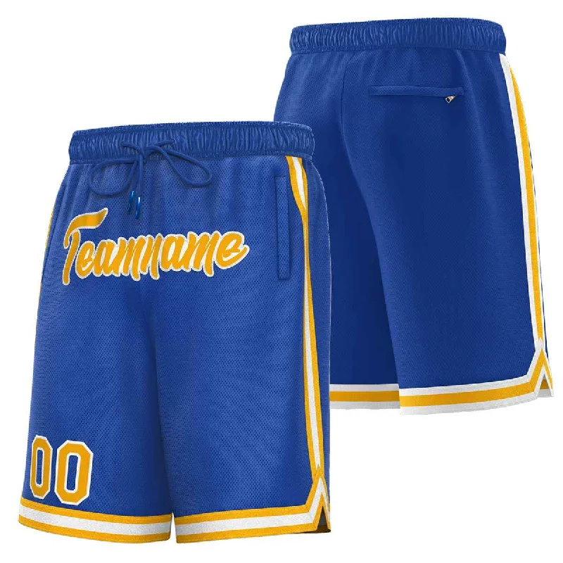 Men's basketball shorts squad pairs -Custom Royal Yellow-White Sport Basketball Shorts