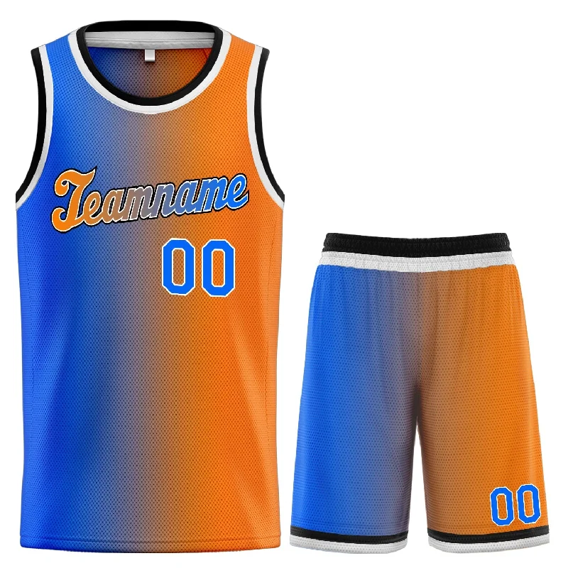 Basketball jerseys pro-fit -Custom Orange Blue Gradient Fashion Sets Basketball Jersey