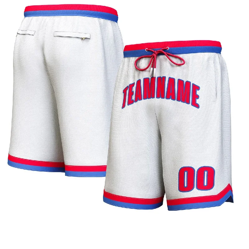 Men's basketball shorts quick-dry apparel -Custom White Red-Royal Personalized Basketball Shorts