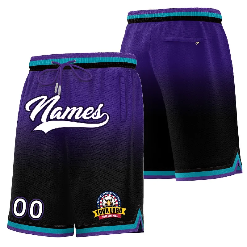 Basketball socks quick-dry -Custom Purple Black Personalized Gradient Fashion Basketball Shorts