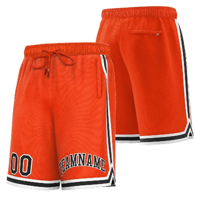 Men's basketball shorts sport set -Custom Orange Black-White Sport Basketball Shorts