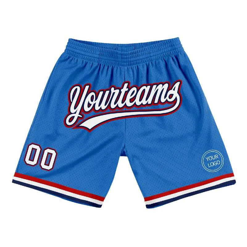 Men's basketball shorts pro kit -Custom Blue White Navy-Red Authentic Throwback Basketball Shorts